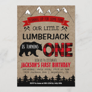 Invitation d'anniversaire des Boys Lumberjack