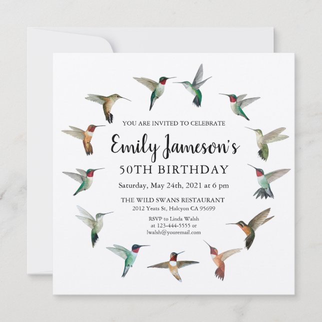 Invitation d'anniversaire des colibris (Devant)