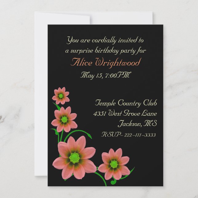 Invitation d'anniversaire des dames florales (Devant)