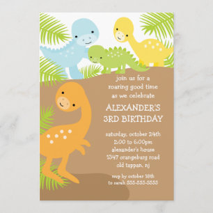 Invitation d'anniversaire des Dinosaures amusants