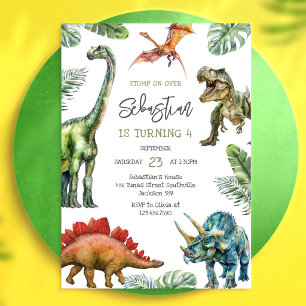 Invitation d'anniversaire des enfants dinosaures
