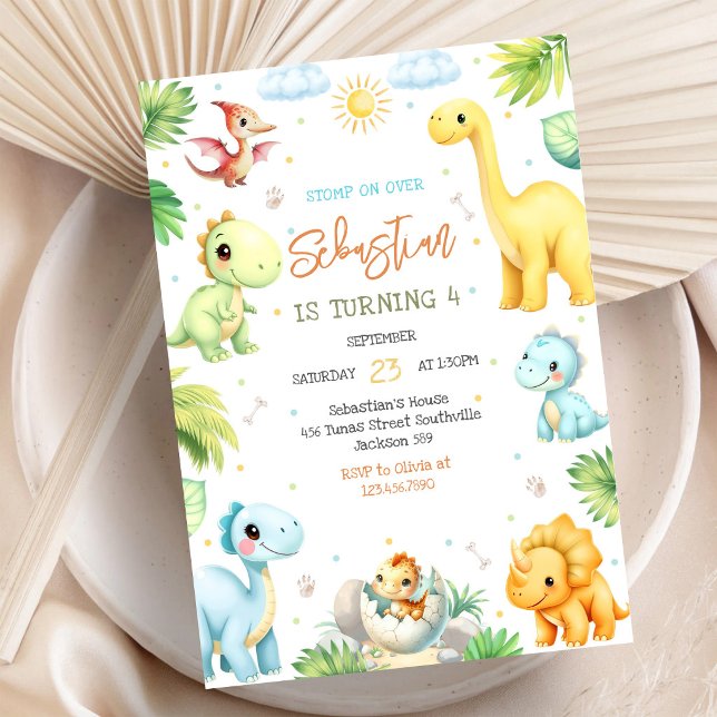 Invitation d'anniversaire des enfants dinosaures (Créateur téléchargé)
