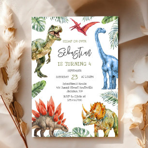Invitation d'anniversaire des enfants dinosaures