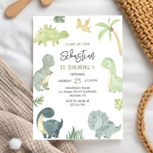 Invitation d'anniversaire des enfants dinosaures