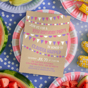 Invitation d'anniversaire des filles de Kraft Bunt