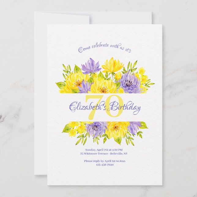 Invitation d'anniversaire des fleurs de printemps (Devant)