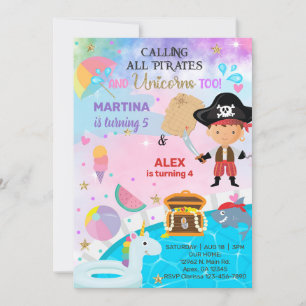 Invitation d'anniversaire des frères Pirate et Uni