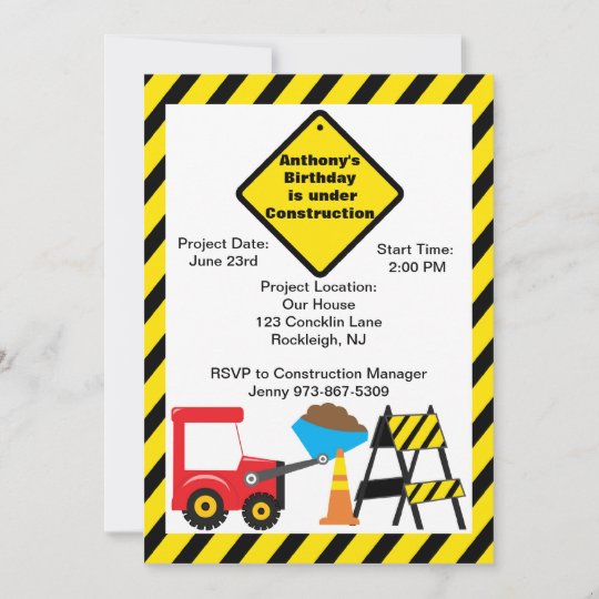 Invitation D Anniversaire Des Garcons Du Chantier Zazzle Fr