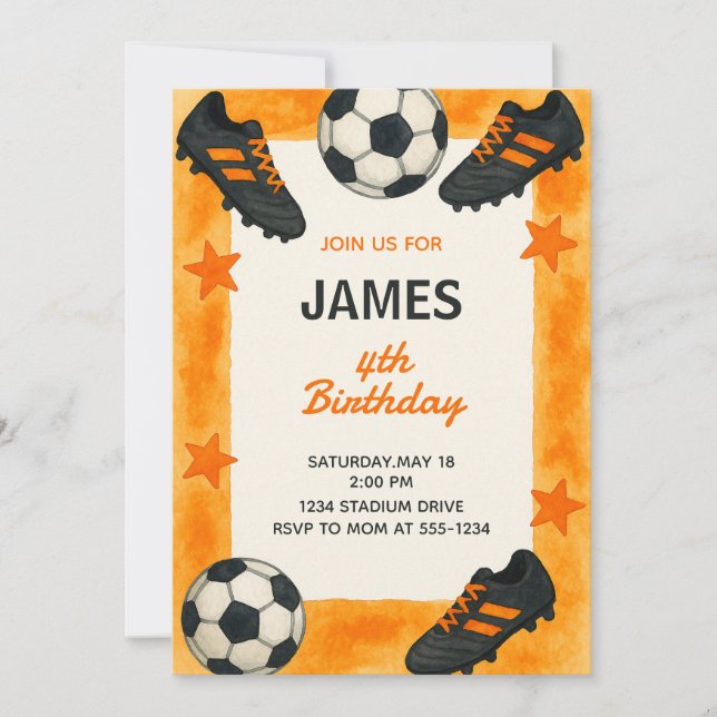 Invitation d'anniversaire des garçons - Soccer Spo (Devant)