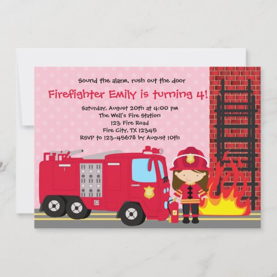 Invitation D Anniversaire Des Pompiers Camion Pomp Zazzle Fr