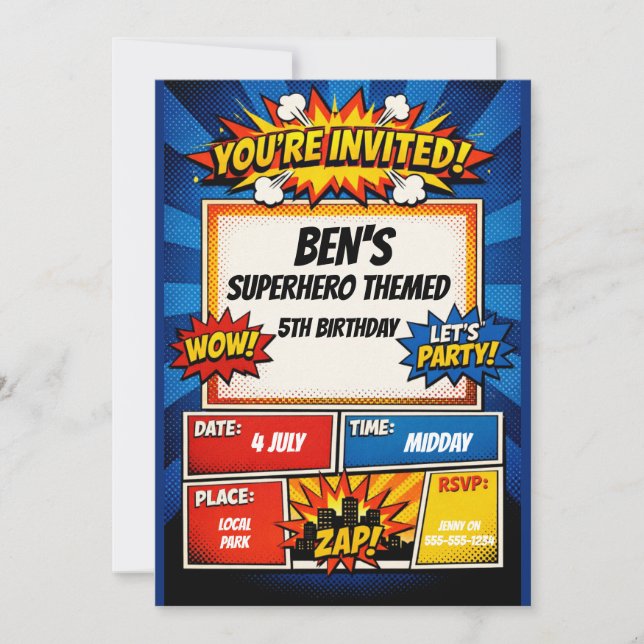 INVITATION D'ANNIVERSAIRE DES SUPER GARÇONS (Devant)
