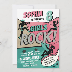 Invitation d'anniversaire d'escalade pour filles p