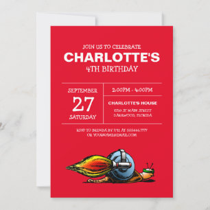 Invitation d'anniversaire d'escargot de fusée