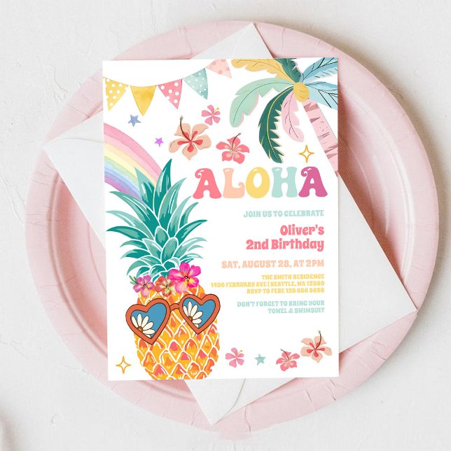 Invitation d'anniversaire d'été Aloha Luau d'anana (Créateur téléchargé)