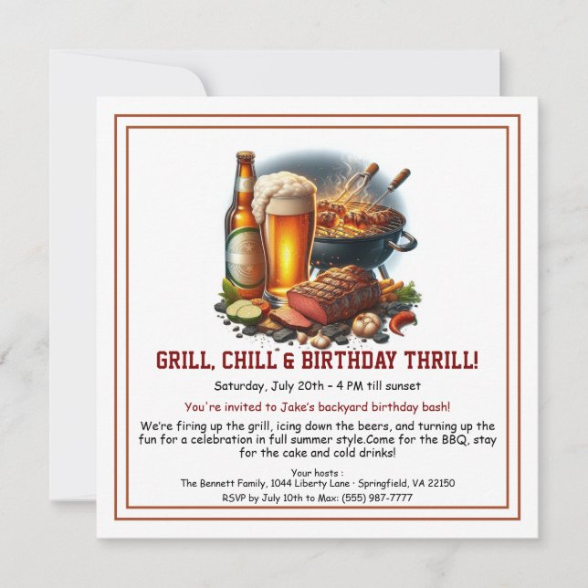 Invitation d'anniversaire d'été BBQ avec Bière Jar (Devant)