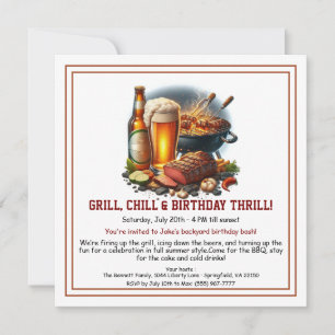 Invitation d'anniversaire d'été BBQ avec Bière Jar