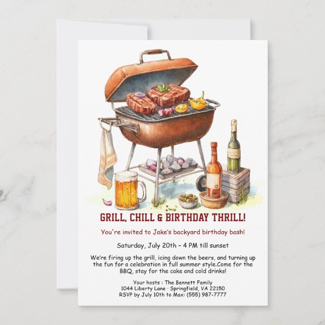 Invitation d'anniversaire d'été BBQ avec Bière Jar (Devant)