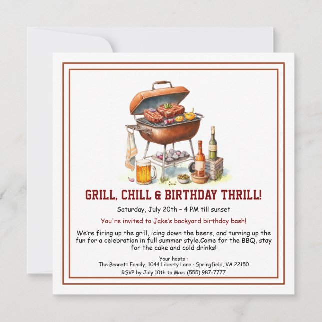 Invitation d'anniversaire d'été BBQ avec Bière Jar (Devant)
