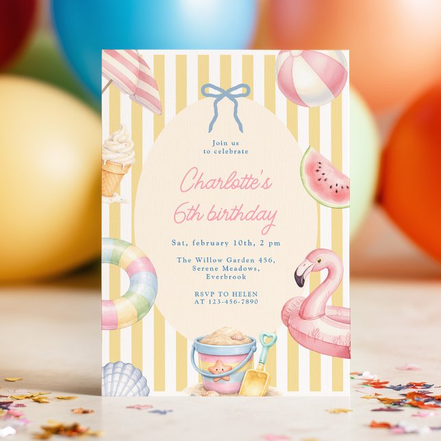 Invitation d'anniversaire d'été Coquette (Créateur téléchargé)