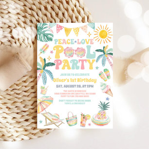 Invitation d'anniversaire d'été fête au bord de la