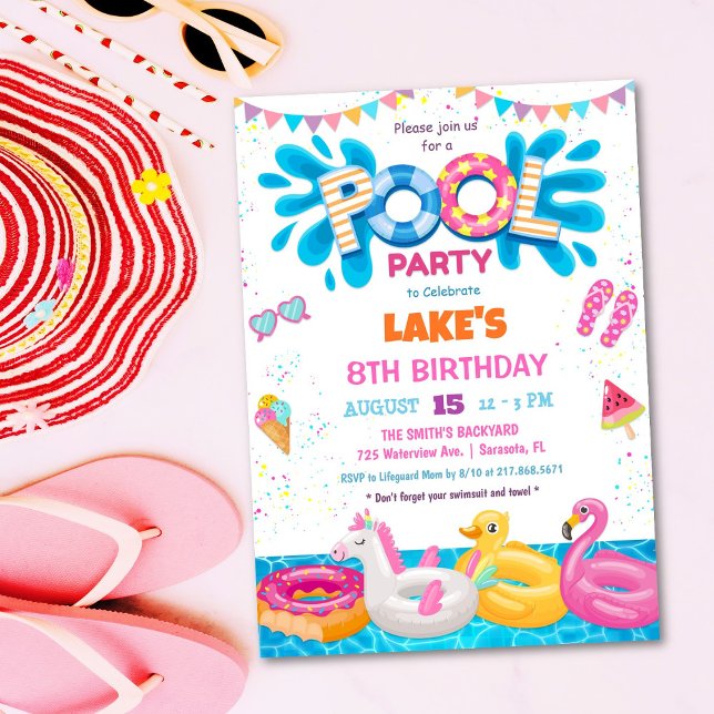 Invitation d'anniversaire d'été fête au bord de la (Créateur téléchargé)