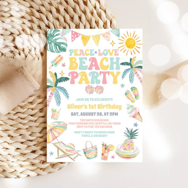 Invitation d'anniversaire d'été fête plage amour p (Créateur téléchargé)