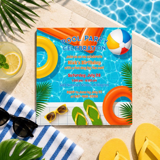 Invitation d'anniversaire d'été pour une fête au b (Créateur téléchargé)