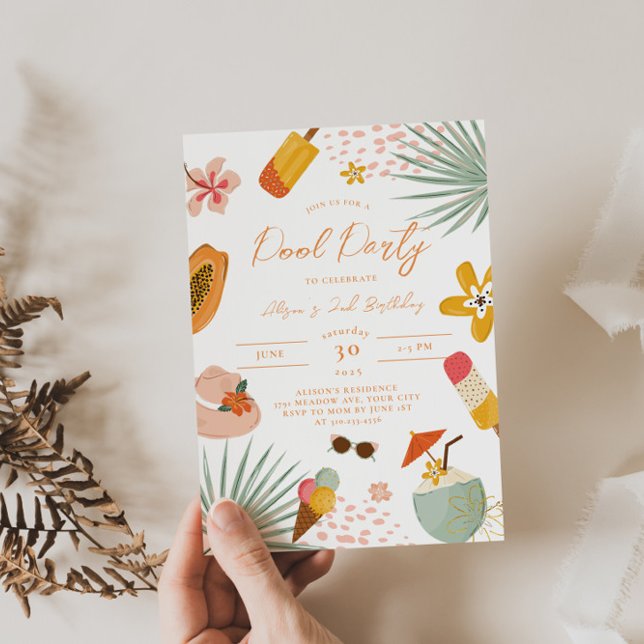 Invitation d'anniversaire d'été pour une fête au b (Créateur téléchargé)