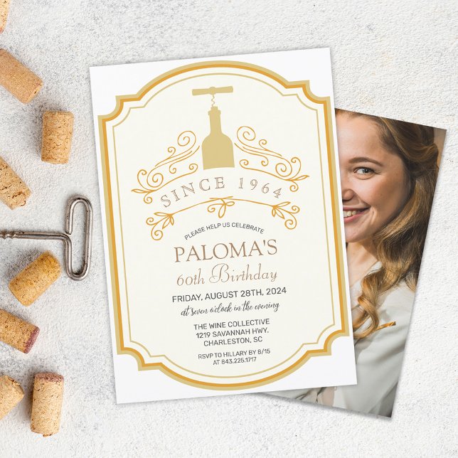 Invitation d'anniversaire d'étiquette de vin - TOU (Créateur téléchargé)