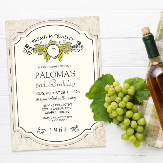 Invitation d'anniversaire d'étiquette de vin - TOU (Créateur téléchargé)