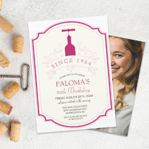 Invitation d'anniversaire d'étiquette de vin - TOU