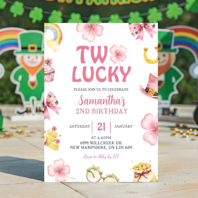 Invitation d'anniversaire deux chanceux St Patrick (Créateur téléchargé)