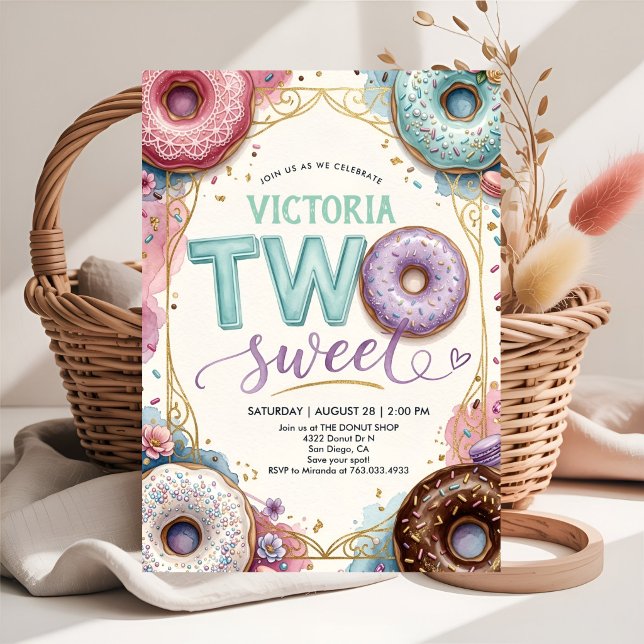 Invitation d'anniversaire Deux Douceurs Donut pour (Créateur téléchargé)