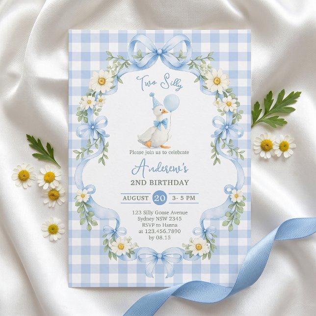 Invitation d'anniversaire deux oies folles à noeud (Créateur téléchargé)
