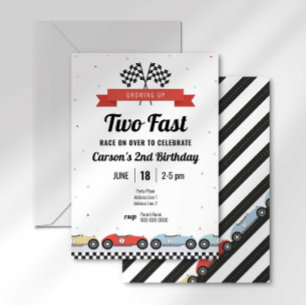 Invitation d'anniversaire deux rapide voiture de c
