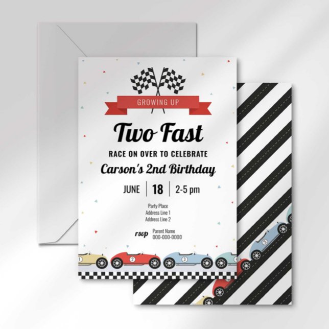 Invitation d'anniversaire deux rapide voiture de c (Créateur téléchargé)