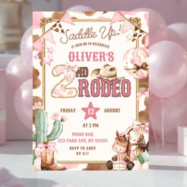 Invitation d'anniversaire deuxième rodéo de la cow (Créateur téléchargé)