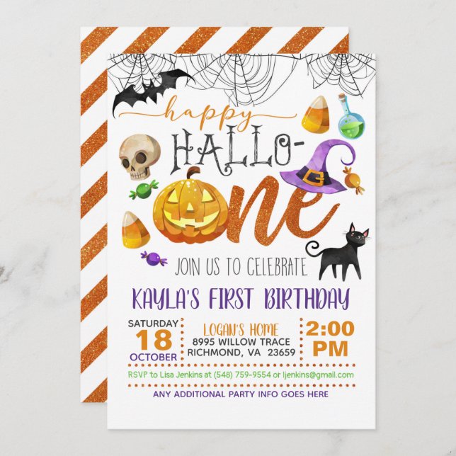 Invitation d'anniversaire d'Halloween (Devant / Derrière)