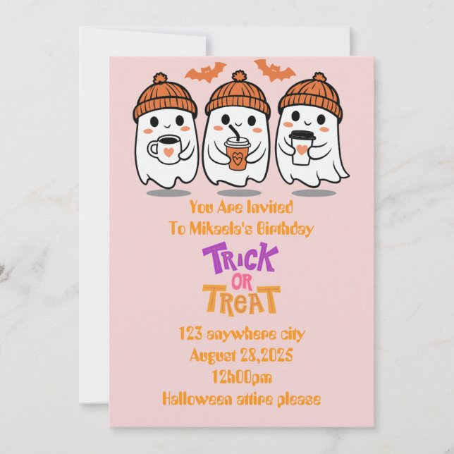invitation d'anniversaire d'halloween (Devant)
