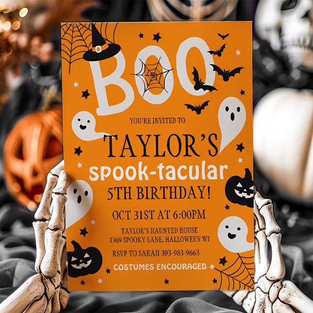 Invitation d'anniversaire d'Halloween, Invitation  (Halloween Birthday Orange Invite)