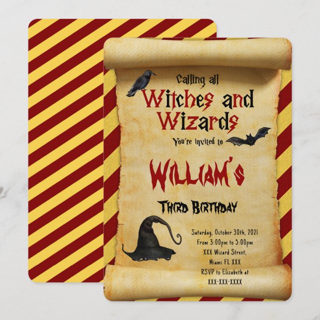 Invitation d'anniversaire d'Halloween modifiable (Devant / Derrière)