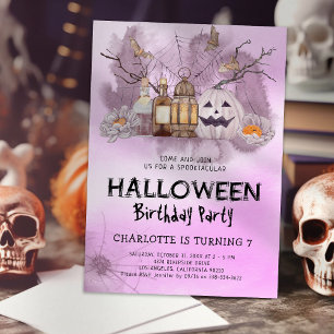 Invitation d'anniversaire d'Halloween rose