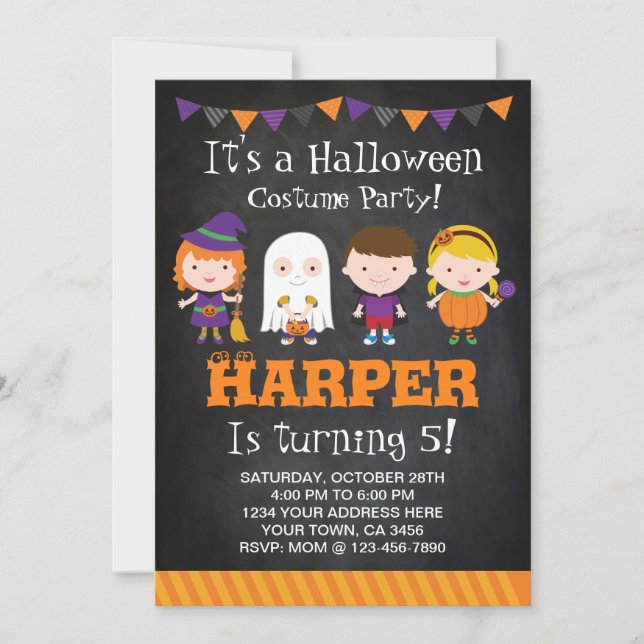 Invitation d'anniversaire d'Halloween, soirée cost (Devant)