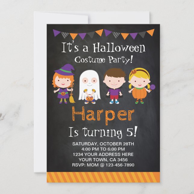 Invitation d'anniversaire d'Halloween, soirée cost (Devant)