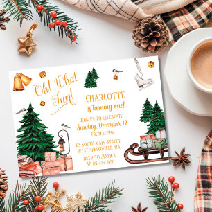 Invitation d'anniversaire d'hiver de vacances d'un