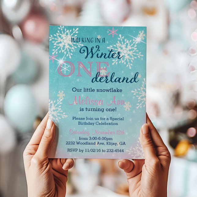 Invitation d'anniversaire d'hiver Onederland (Créateur téléchargé)