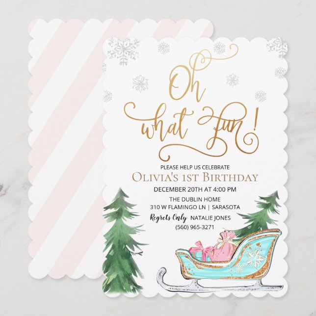 Invitation d'anniversaire d'hiver pour tout âge (Devant / Derrière)