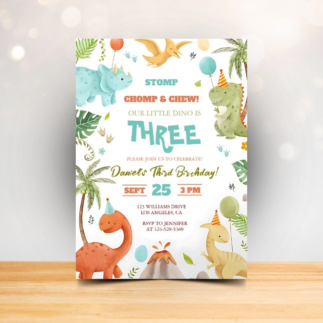 Invitation d'anniversaire Dino Bash Fun pour garço (Créateur téléchargé)