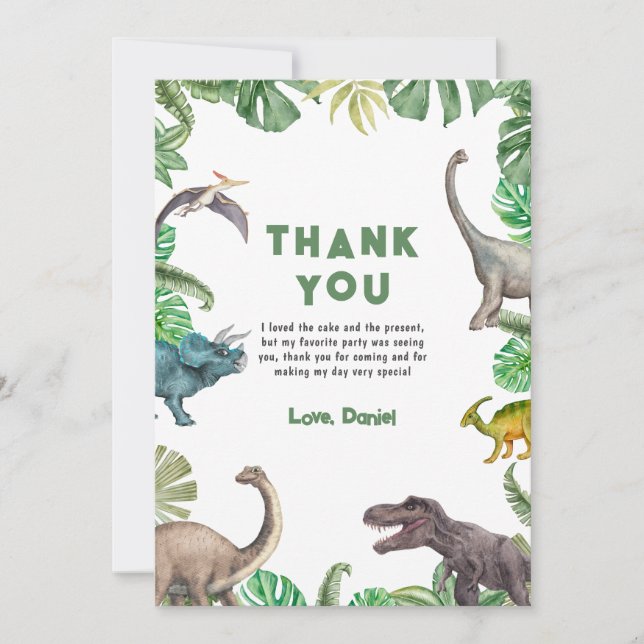 Invitation d'anniversaire Dinosaur Three rex T Rex (Devant)