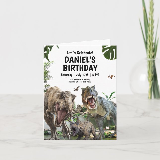 Invitation d'anniversaire dinosaure Dino T-Rex ann (Devant)